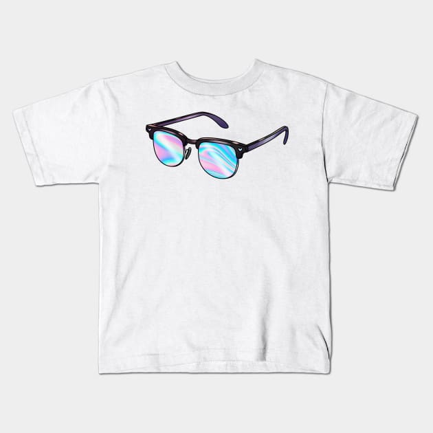 Sunglasses with holographic lenses Kids T-Shirt by 2dsandy